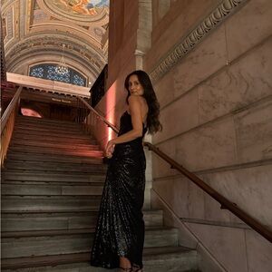 needle and thread London Amora black sequin dress